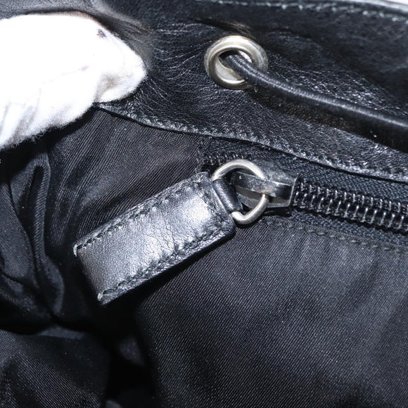 PRADA Backpack Leather Black Silver Auth 121332