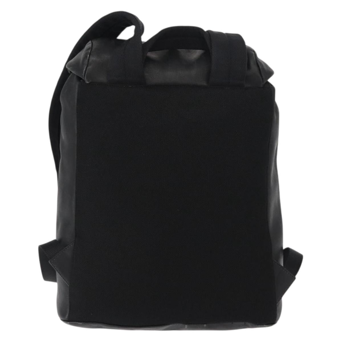 PRADA Backpack Leather Black Silver Auth 121332 PRADA Milano Double Pocket Leather Backpack Bag Black main image 3