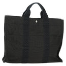 HERMES Her Line MM Hand Bag Canvas Gray Silver Auth 121338-1
