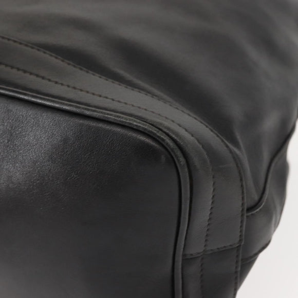 GUCCI Shoulder Bag Leather Black Gold Auth 121343