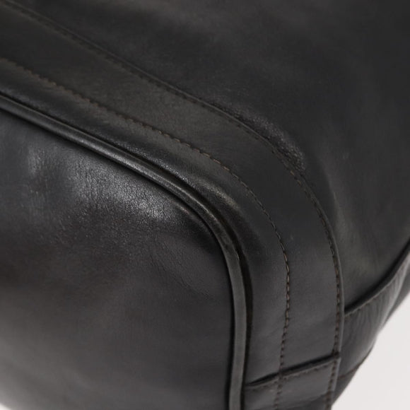 GUCCI Shoulder Bag Leather Black Gold Auth 121343