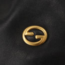 GUCCI Shoulder Bag Leather Black Gold Auth 121343-17