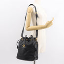 GUCCI Shoulder Bag Leather Black Gold Auth 121343-21