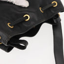 GUCCI Shoulder Bag Leather Black Gold Auth 121343-6