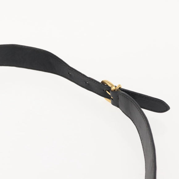 GUCCI Shoulder Bag Leather Black Gold Auth 121343