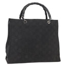 GUCCI GG Canvas Bamboo Hand Bag Nylon Black Silver 0021010 Auth 121344-1