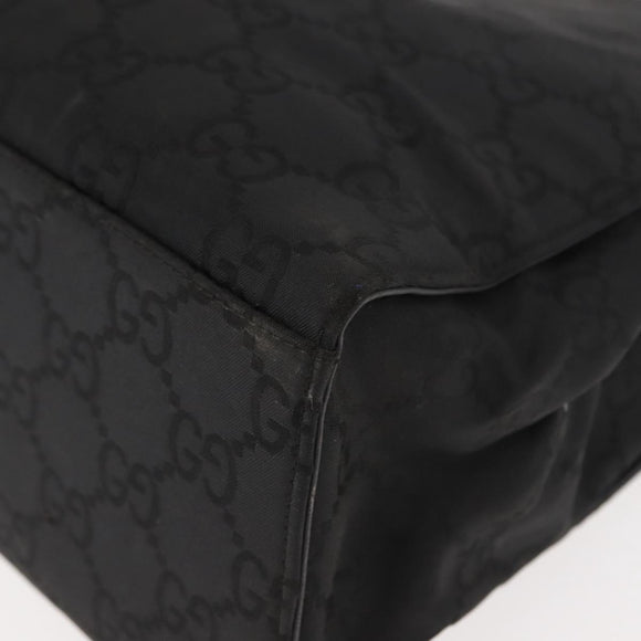 GUCCI GG Canvas Bamboo Hand Bag Nylon Black Silver 0021010 Auth 121344