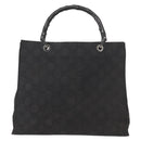 GUCCI GG Canvas Bamboo Hand Bag Nylon Black Silver 0021010 Auth 121344-13