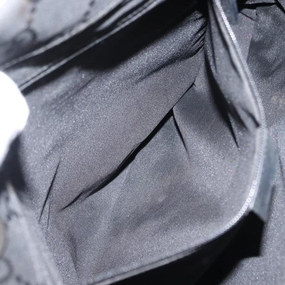 GUCCI GG Canvas Bamboo Hand Bag Nylon Black Silver 0021010 Auth 121344