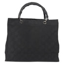 GUCCI GG Canvas Bamboo Hand Bag Nylon Black Silver 0021010 Auth 121344-2