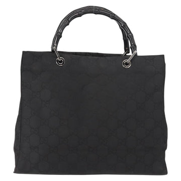 GUCCI GG Canvas Bamboo Hand Bag Nylon Black Silver 0021010 Auth 121344 - 0