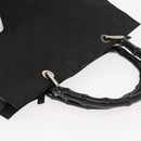 GUCCI GG Canvas Bamboo Hand Bag Nylon Black Silver 0021010 Auth 121344-6