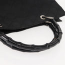 GUCCI GG Canvas Bamboo Hand Bag Nylon Black Silver 0021010 Auth 121344-7