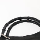 GUCCI GG Canvas Bamboo Hand Bag Nylon Black Silver 0021010 Auth 121344-8