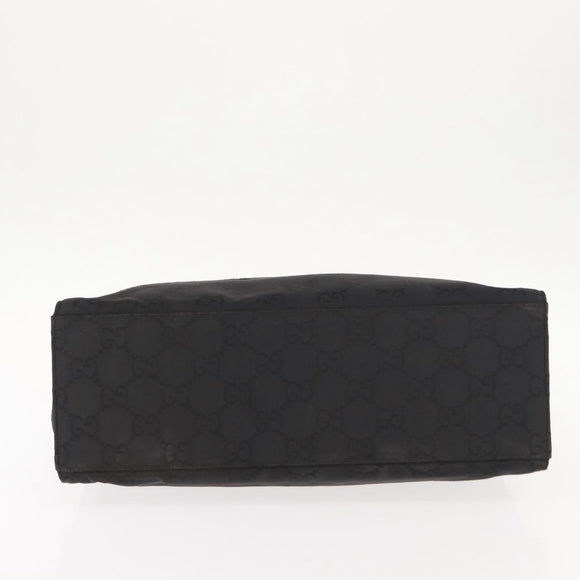 GUCCI GG Canvas Bamboo Hand Bag Nylon Black Silver 0021010 Auth 121344
