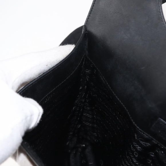 PRADA Shoulder Bag Leather Black Auth 121345