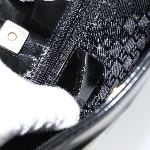 GUCCI Shoulder Bag Enamel Canvas Black Gold 001 4231 Auth 121347