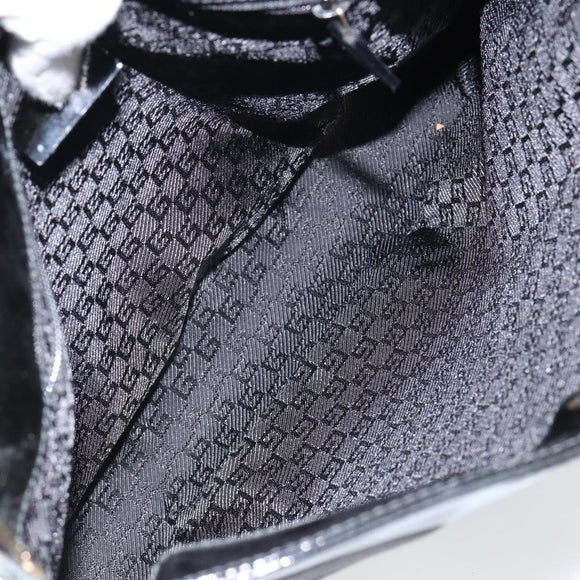 GUCCI Shoulder Bag Enamel Canvas Black Gold 001 4231 Auth 121347