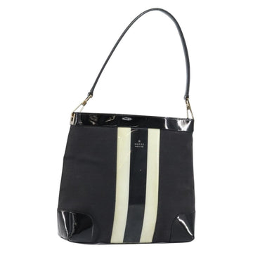 GUCCI Shoulder Bag Enamel Canvas Black Gold 001 4231 Auth 121347
