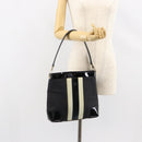GUCCI Shoulder Bag Enamel Canvas Black Gold 001 4231 Auth 121347-22