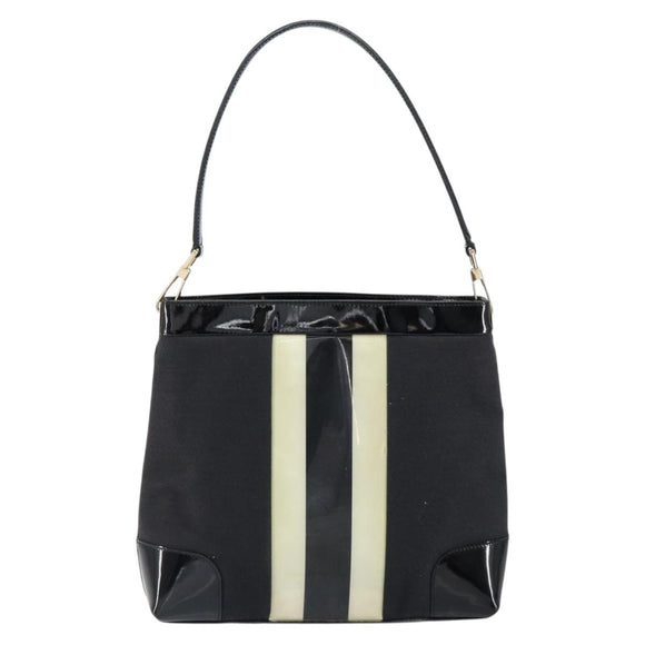 GUCCI Shoulder Bag Enamel Canvas Black Gold 001 4231 Auth 121347