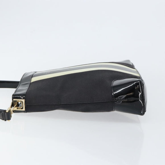 GUCCI Shoulder Bag Enamel Canvas Black Gold 001 4231 Auth 121347