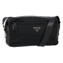 PRADA Shoulder Bag Nylon Leather Black Silver Auth 121352-1