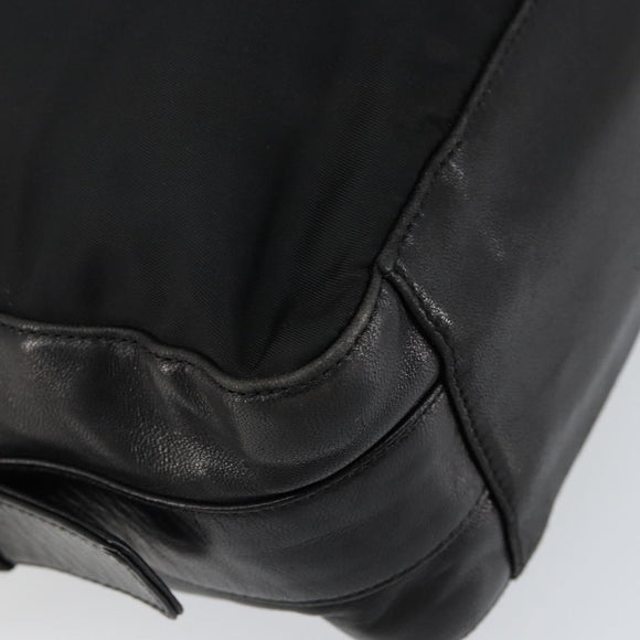 PRADA Shoulder Bag Nylon Leather Black Silver Auth 121352