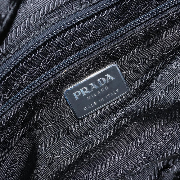 PRADA Shoulder Bag Nylon Leather Black Silver Auth 121352