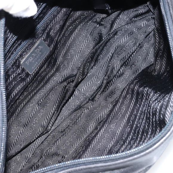 PRADA Shoulder Bag Nylon Leather Black Silver Auth 121352