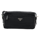 PRADA Shoulder Bag Nylon Leather Black Silver Auth 121352-13