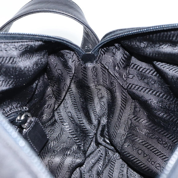 PRADA Shoulder Bag Nylon Leather Black Silver Auth 121352