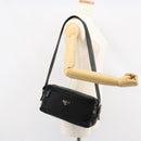 PRADA Shoulder Bag Nylon Leather Black Silver Auth 121352-27