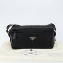 PRADA Shoulder Bag Nylon Leather Black Silver Auth 121352-12