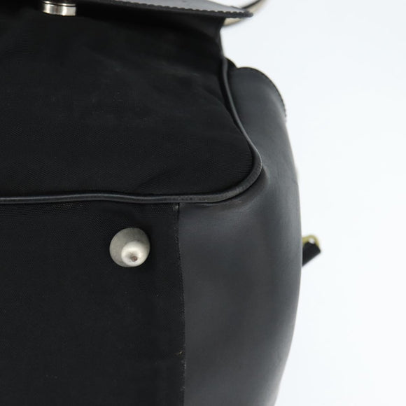 BALLY Boston Bag Nylon Leather 2way Black Silver gold Auth 121353