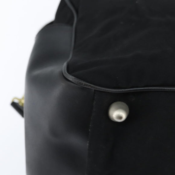 BALLY Boston Bag Nylon Leather 2way Black Silver gold Auth 121353