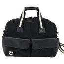 BALLY Boston Bag Nylon Leather 2way Black Silver gold Auth 121353-13