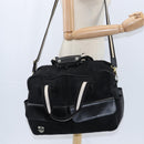 BALLY Boston Bag Nylon Leather 2way Black Silver gold Auth 121353-22