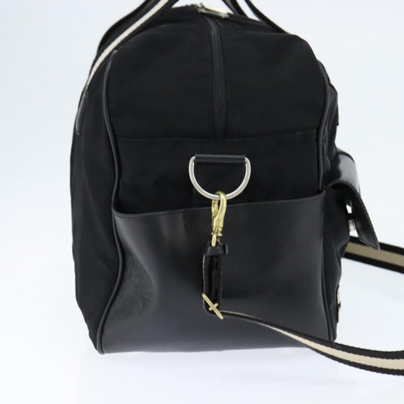 BALLY Boston Bag Nylon Leather 2way Black Silver gold Auth 121353