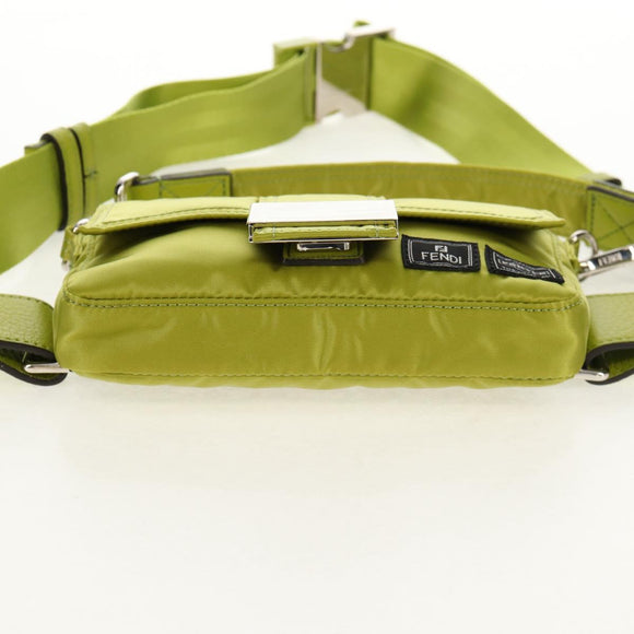FENDI POTER Shoulder Bag Nylon 2way Green Silver Auth 121360M