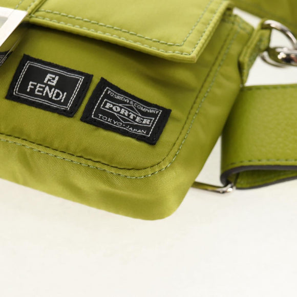 FENDI POTER Shoulder Bag Nylon 2way Green Silver Auth 121360M