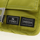 FENDI POTER Shoulder Bag Nylon 2way Green Silver Auth 121360M-17