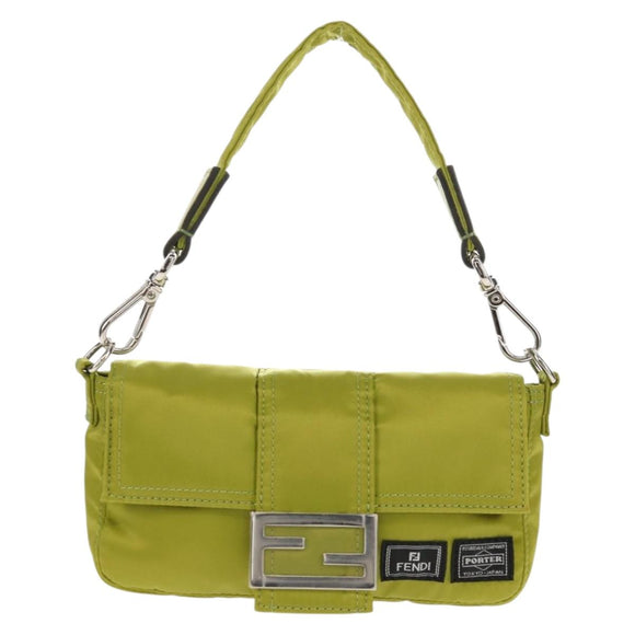 FENDI POTER Shoulder Bag Nylon 2way Green Silver Auth 121360M