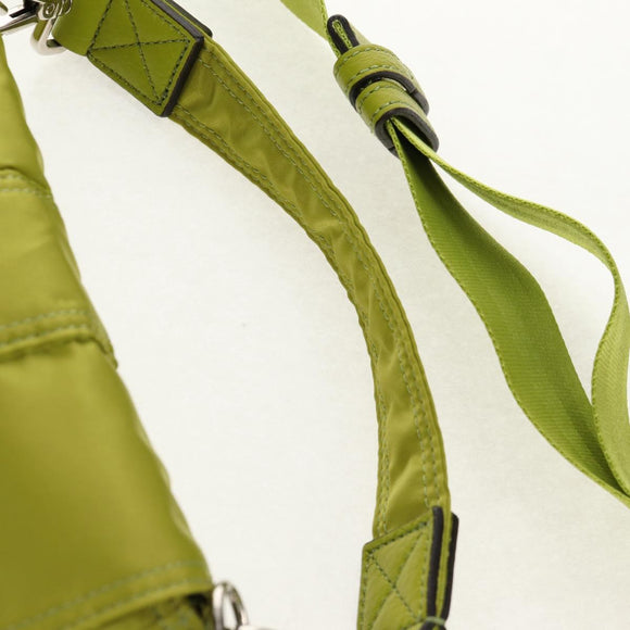 FENDI POTER Shoulder Bag Nylon 2way Green Silver Auth 121360M