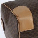 CELINE Macadam Canvas Boston Bag PVC Leather Brown Gold Auth 121362-15