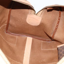 CELINE Macadam Canvas Boston Bag PVC Leather Brown Gold Auth 121362-18