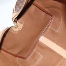 CELINE Macadam Canvas Boston Bag PVC Leather Brown Gold Auth 121362-19