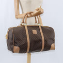 CELINE Macadam Canvas Boston Bag PVC Leather Brown Gold Auth 121362-20