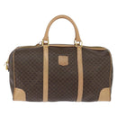 CELINE Macadam Canvas Boston Bag PVC Leather Brown Gold Auth 121362-13