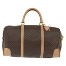 CELINE Macadam Canvas Boston Bag PVC Leather Brown Gold Auth 121362-2